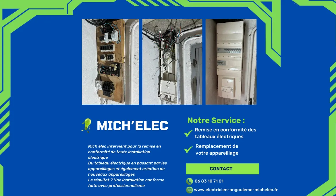 Réalisation travaux électriques Michelec en Charente.